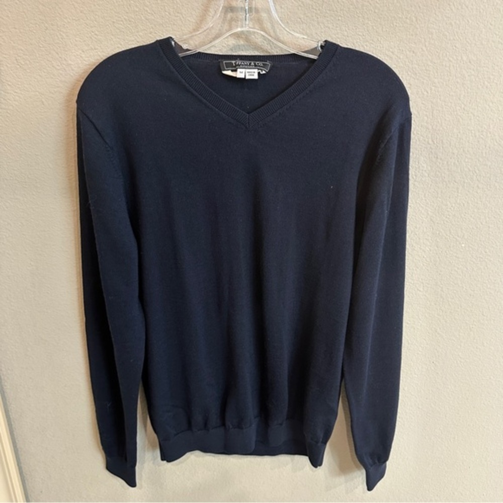Tiffany & Co Wardrobe V-Neck Sweater Navy Blue Men’s M Unisex Luxury Knit